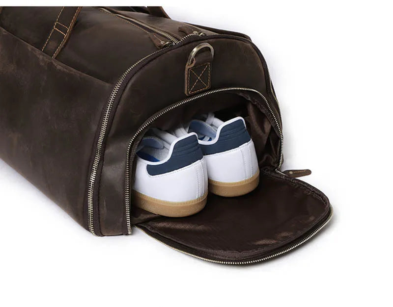 Torben - Vintage Leder-Reisetasche mit Kleidersack