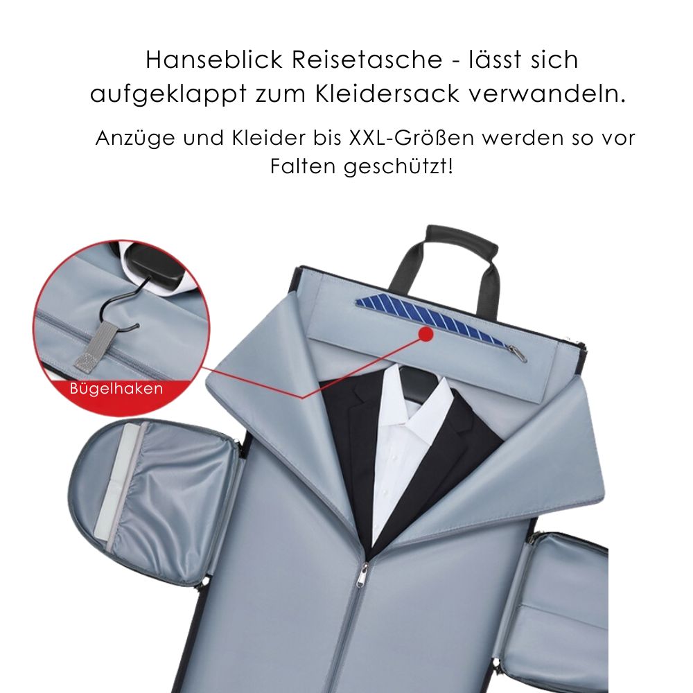 Hanseblick - Reisetasche & Rucksack mit Kleidersack & mehr Platz
