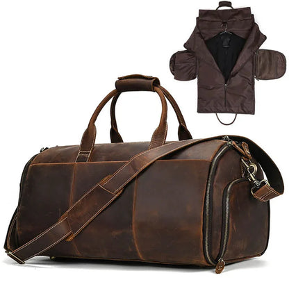Torben - Vintage Leder-Reisetasche mit Kleidersack