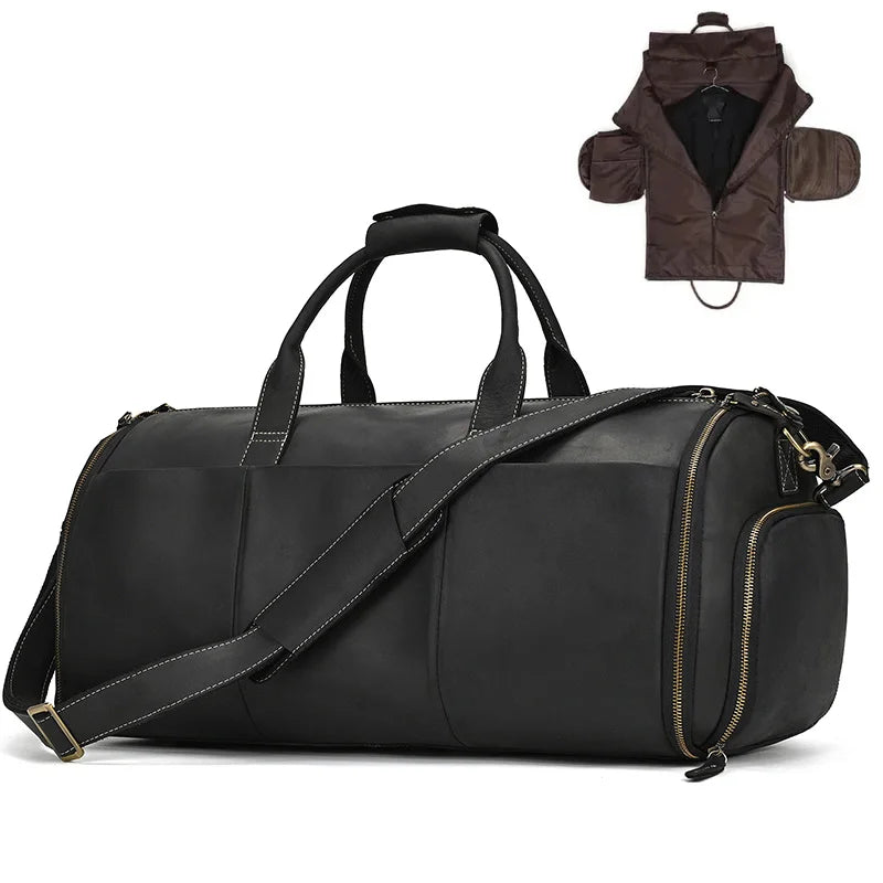 Torben - Vintage Leder-Reisetasche mit Kleidersack