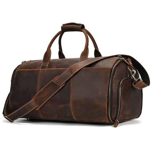 Torben - Vintage Leder-Reisetasche mit Kleidersack