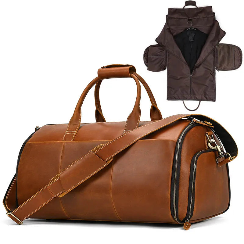 Torben - Vintage Leder-Reisetasche mit Kleidersack
