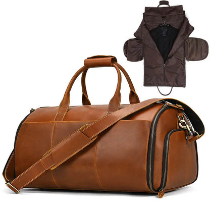 Torben - Vintage Leder-Reisetasche mit Kleidersack