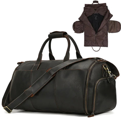 Torben - Vintage Leder-Reisetasche mit Kleidersack